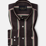 Hervals Brown Stripes Cotton Shirt - John Ellies