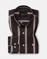 Hervals Brown Stripes Cotton Shirt