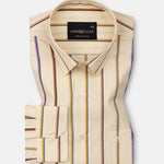 Hervals Cream Stripes Cotton Shirt - John Ellies