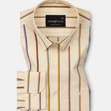 Hervals Cream Stripes Cotton Shirt - John Ellies