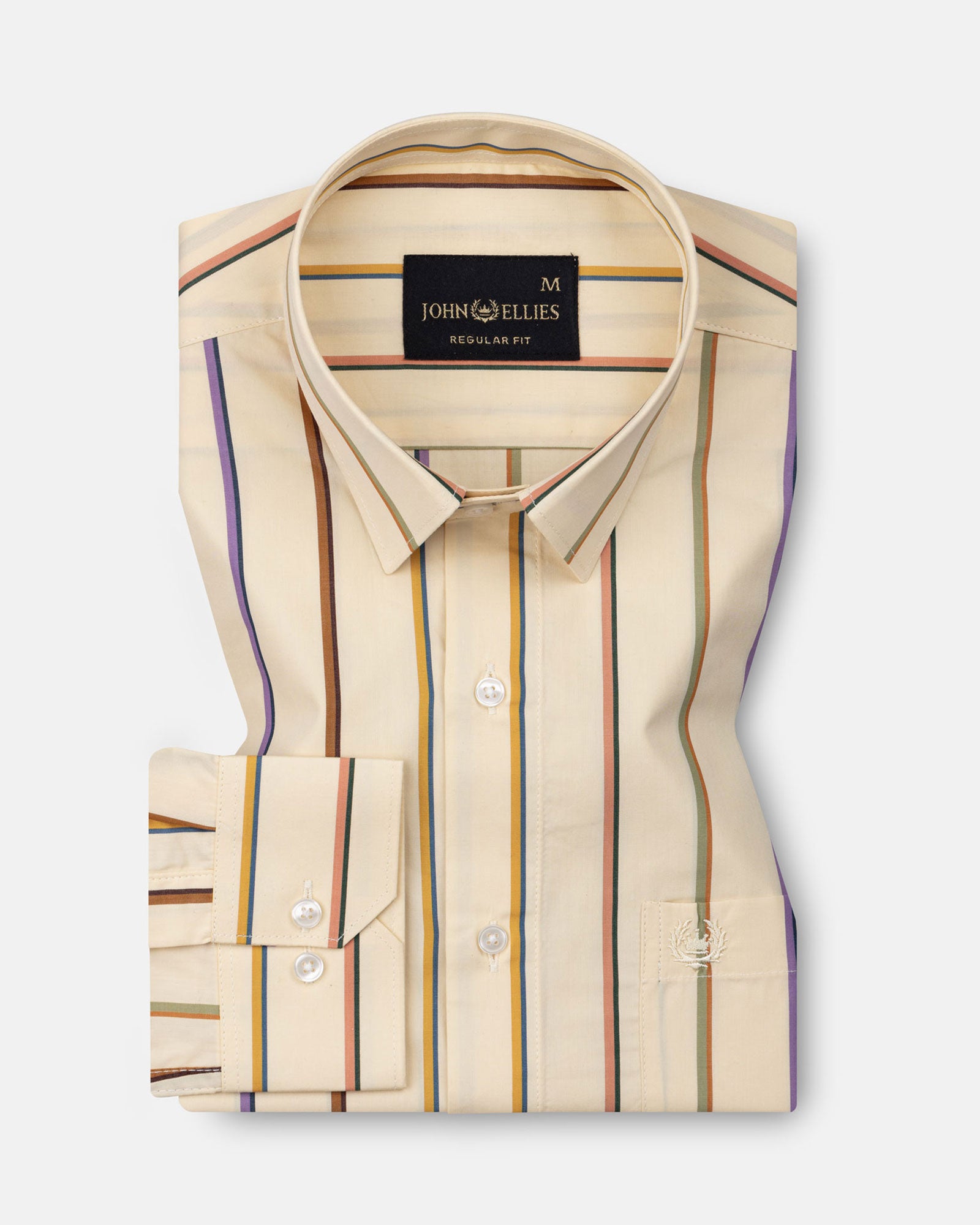 Hervals Cream Stripes Cotton Shirt - John Ellies