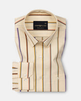 Hervals Cream Stripes Cotton Shirt