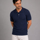 Caelum Navy Blue Cotton Polo T-Shirt