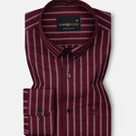 Hervals Maroon Stripes Cotton Shirt - John Ellies