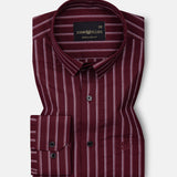 Hervals Maroon Stripes Cotton Shirt - John Ellies