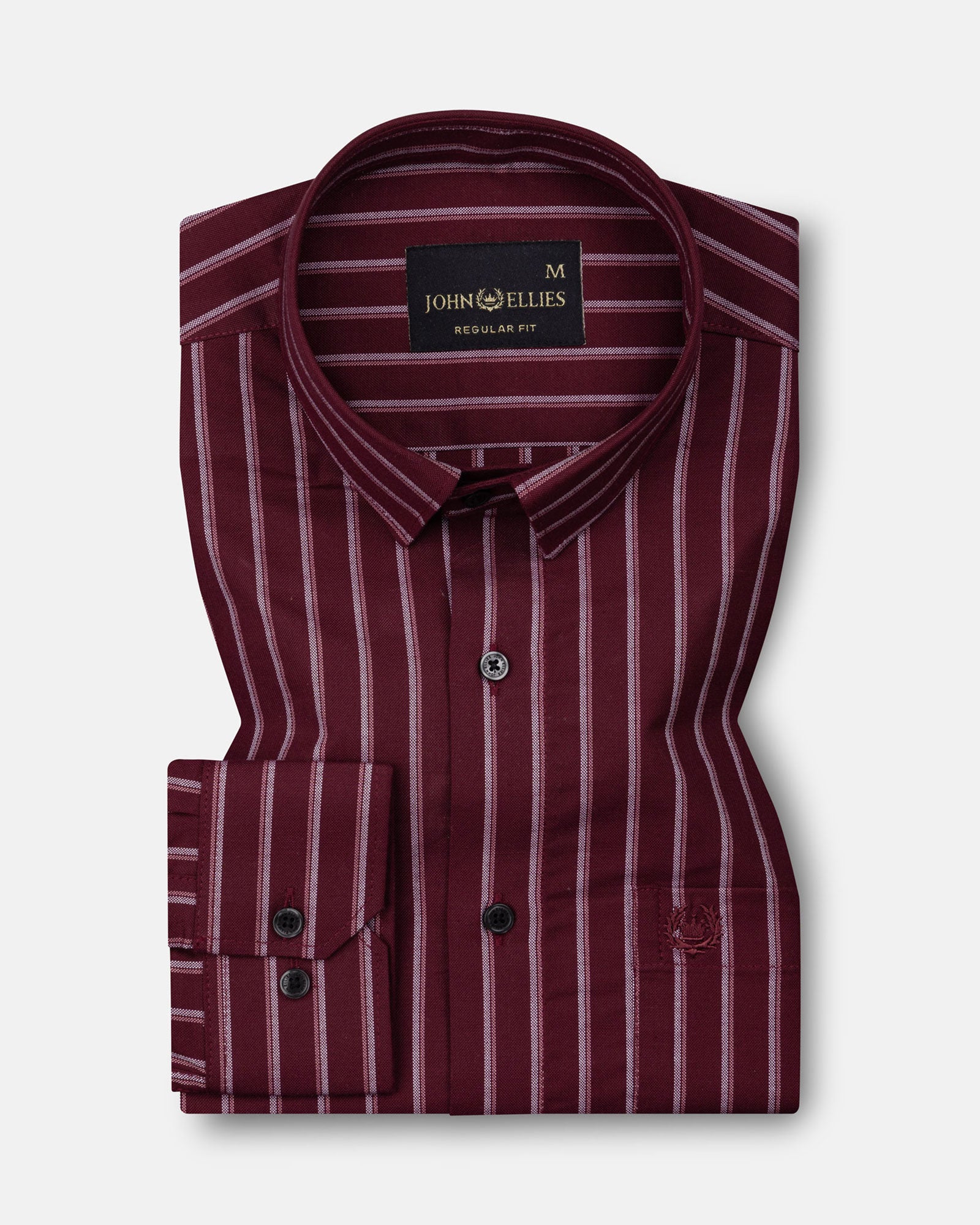 Hervals Maroon Stripes Cotton Shirt - John Ellies