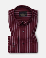 Hervals Maroon Stripes Cotton Shirt