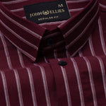 Hervals Maroon Stripes Cotton Shirt - John Ellies