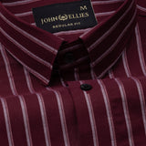 Hervals Maroon Stripes Cotton Shirt - John Ellies