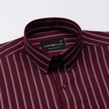 Hervals Maroon Stripes Cotton Shirt - John Ellies
