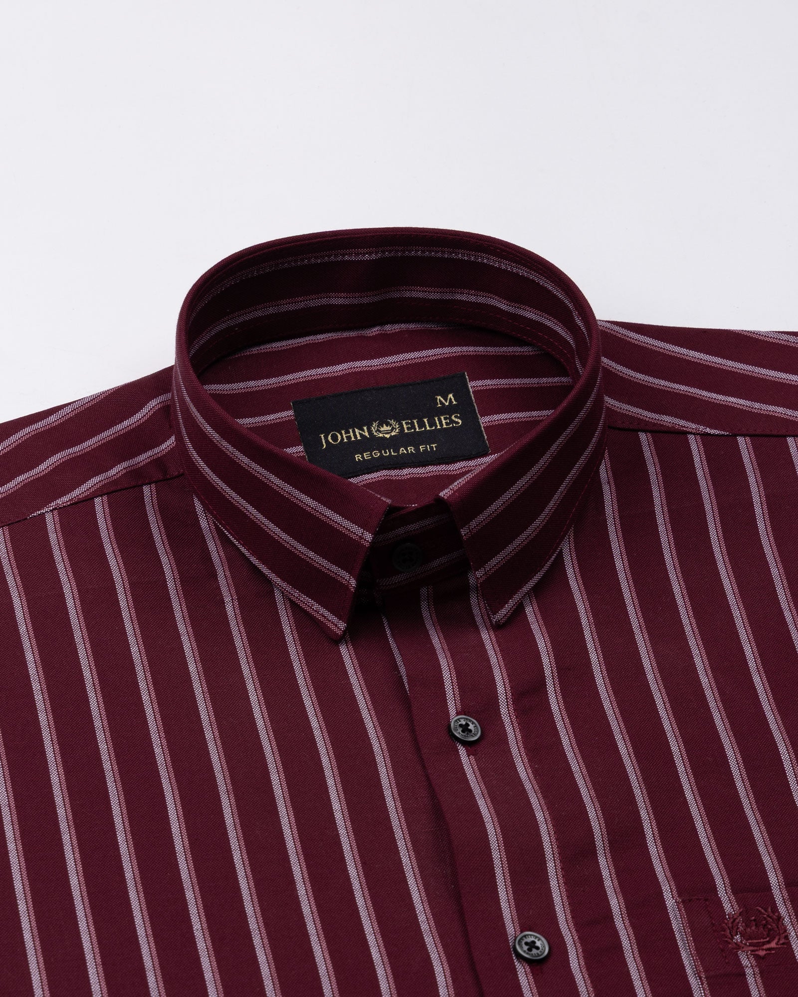 Hervals Maroon Stripes Cotton Shirt - John Ellies