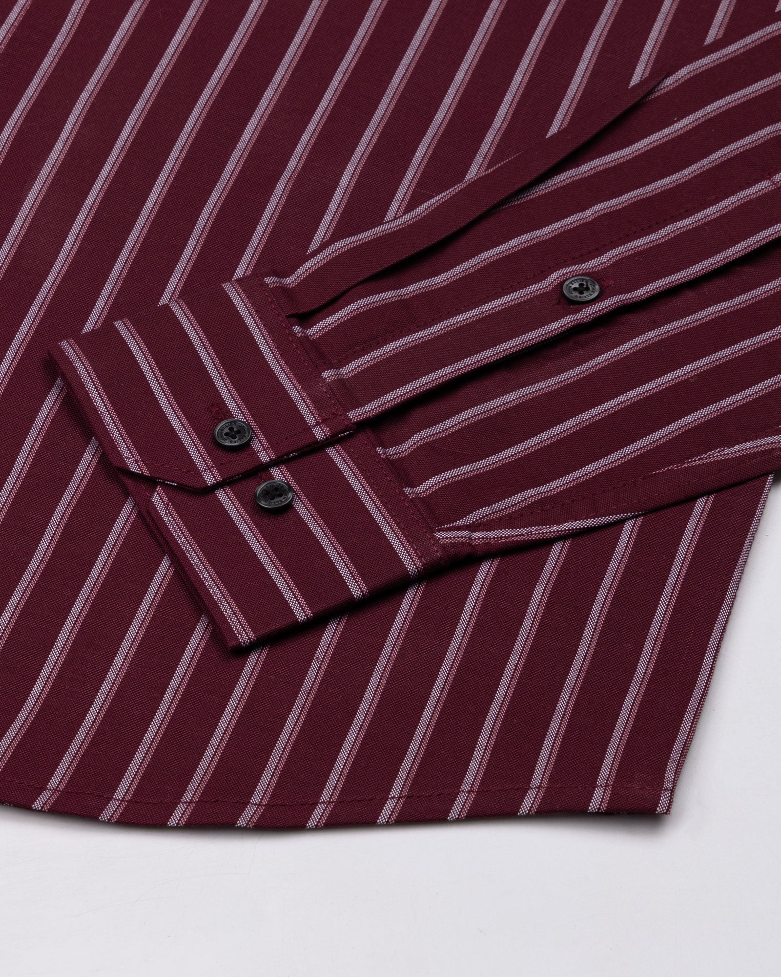 Hervals Maroon Stripes Cotton Shirt - John Ellies