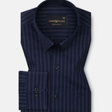 Hervals Navy Blue Stripes Cotton Shirt - John Ellies
