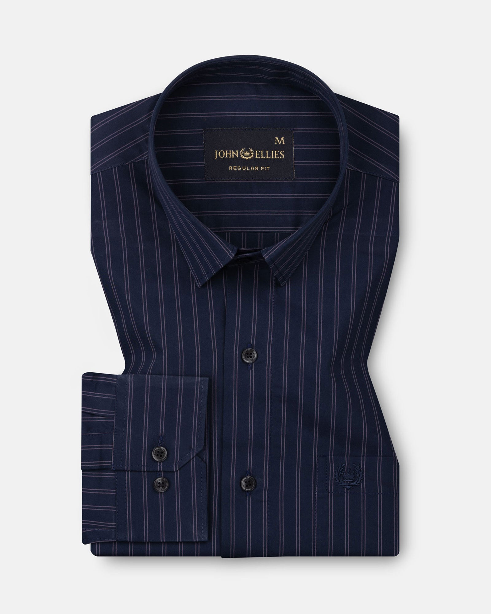 Hervals Navy Blue Stripes Cotton Shirt - John Ellies