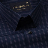Hervals Navy Blue Stripes Cotton Shirt - John Ellies