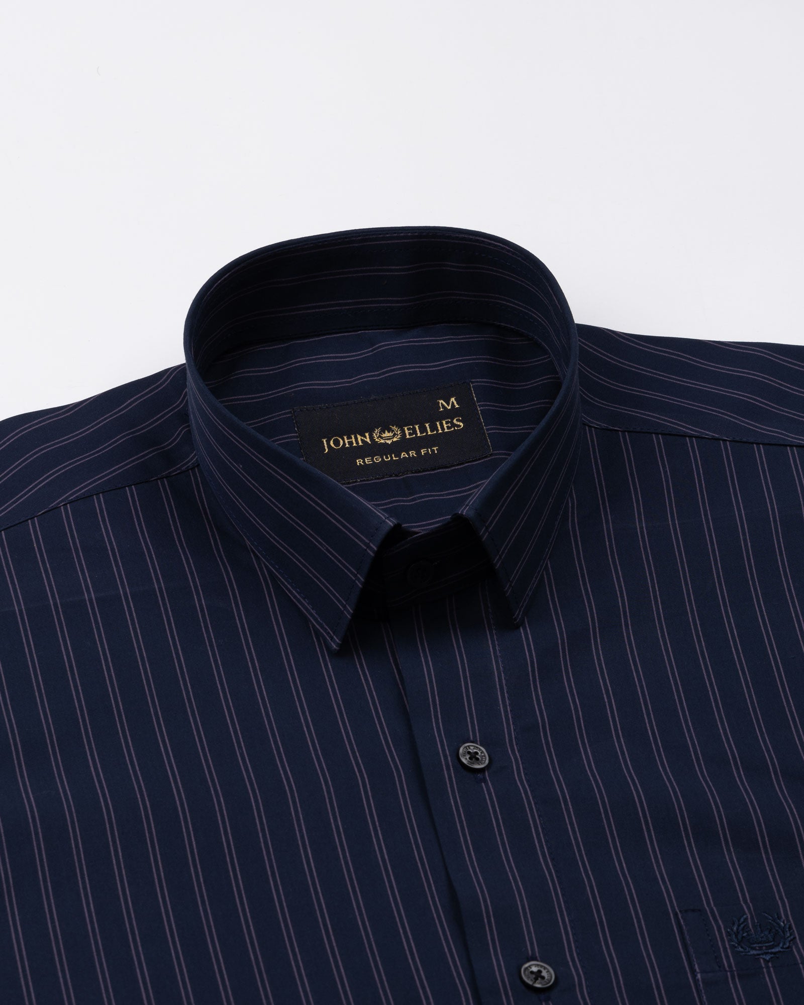 Hervals Navy Blue Stripes Cotton Shirt - John Ellies