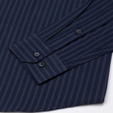 Hervals Navy Blue Stripes Cotton Shirt - John Ellies