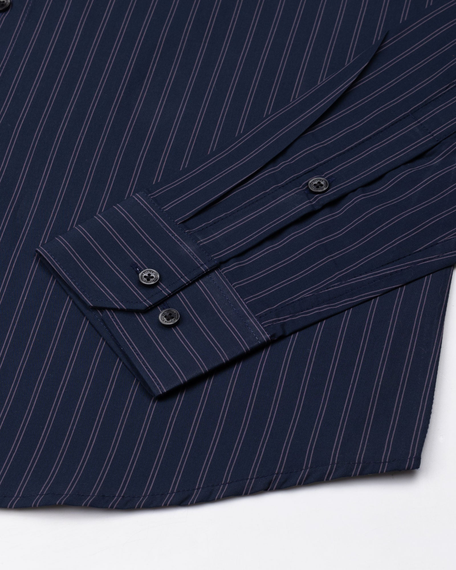 Hervals Navy Blue Stripes Cotton Shirt - John Ellies