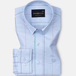 Hervals Powder Blue Stripes Cotton Shirt - John Ellies