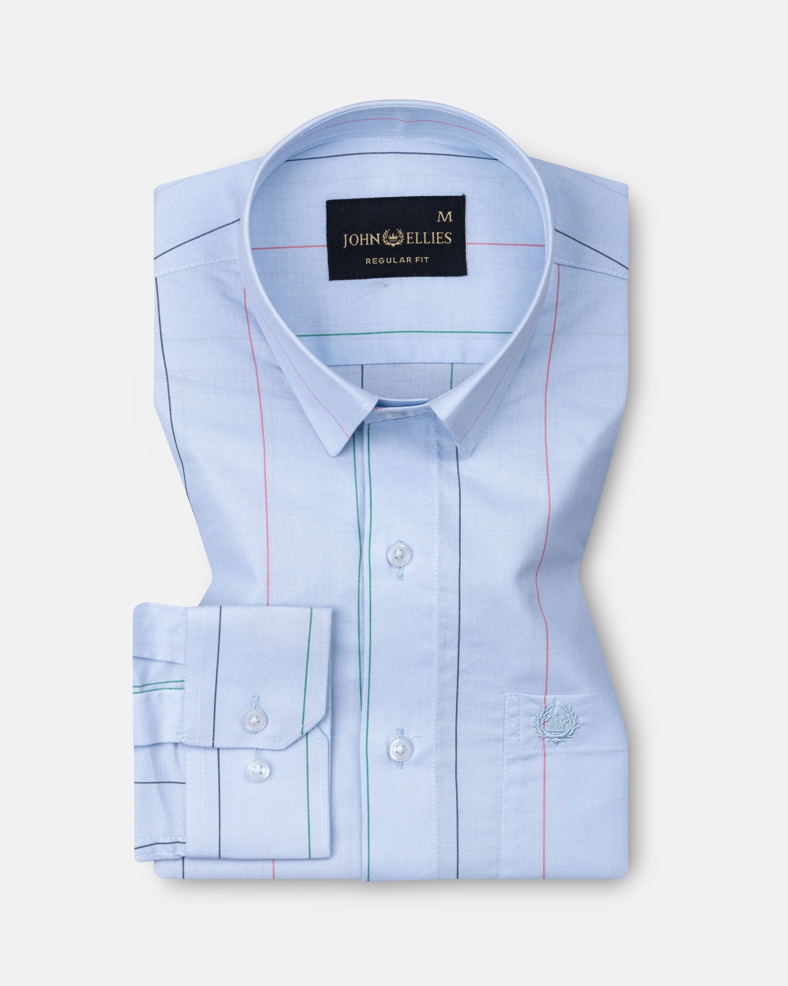 Hervals Powder Blue Stripes Cotton Shirt - John Ellies