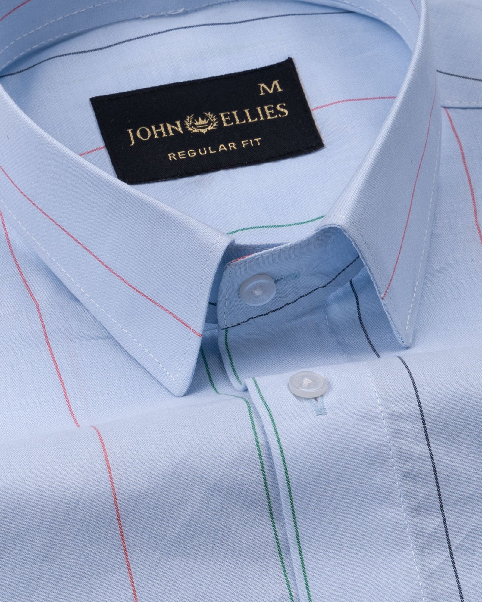 Hervals Powder Blue Stripes Cotton Shirt - John Ellies