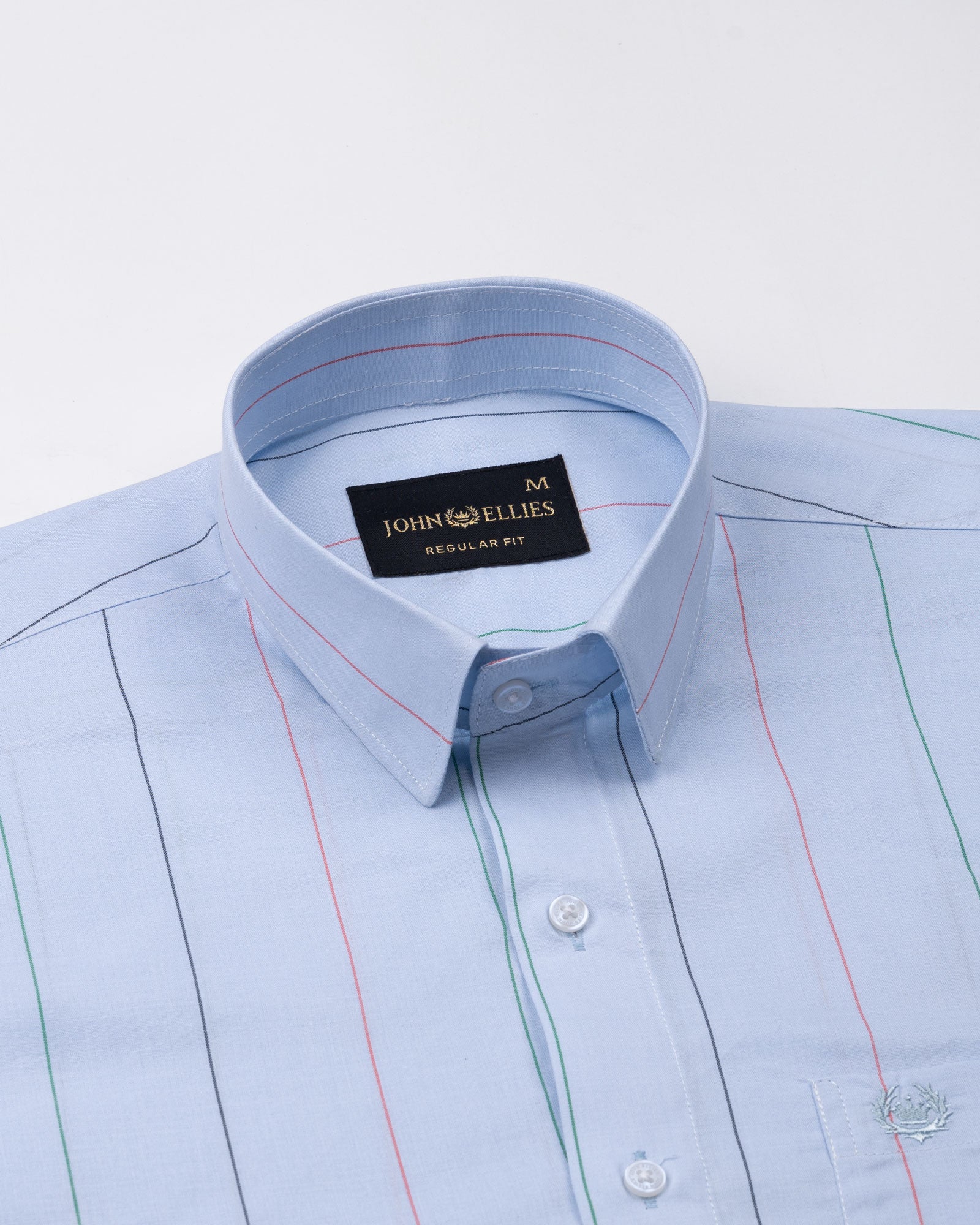 Hervals Powder Blue Stripes Cotton Shirt - John Ellies