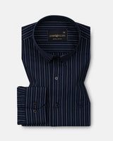 Hervals Blue & Silver Stripes Cotton Shirt