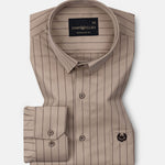 Hervals Coffee Stripes Cotton Shirt - John Ellies