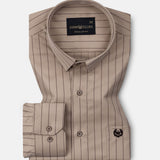 Hervals Coffee Stripes Cotton Shirt - John Ellies