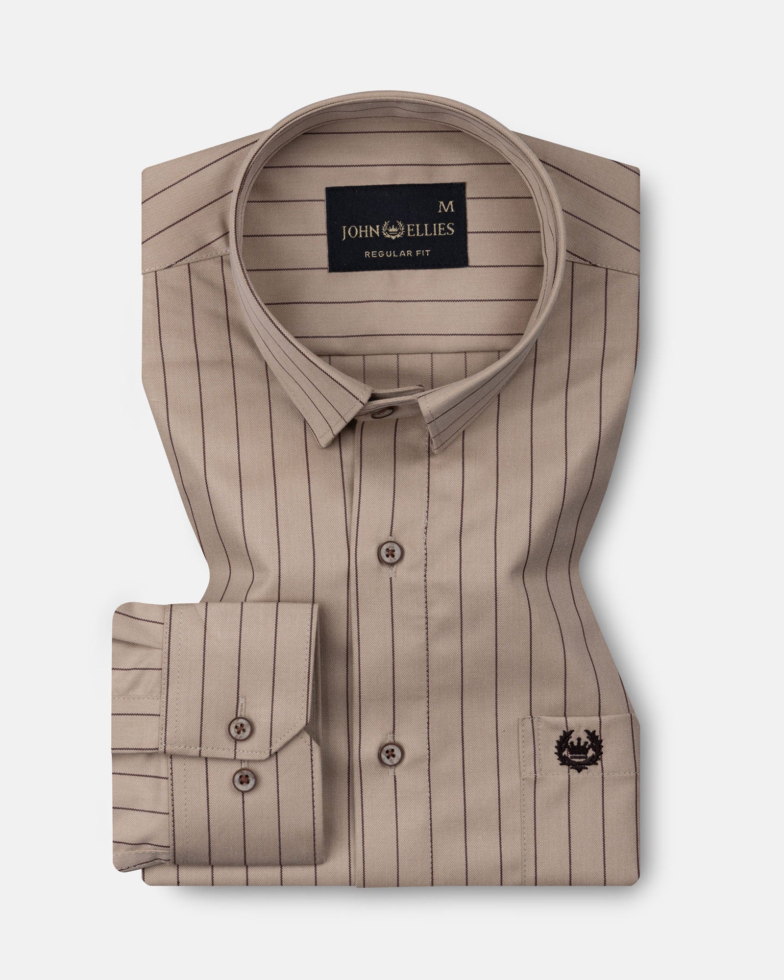 Hervals Coffee Stripes Cotton Shirt - John Ellies