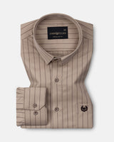 Hervals Coffee Stripes Cotton Shirt