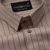 Hervals Coffee Stripes Cotton Shirt - John Ellies