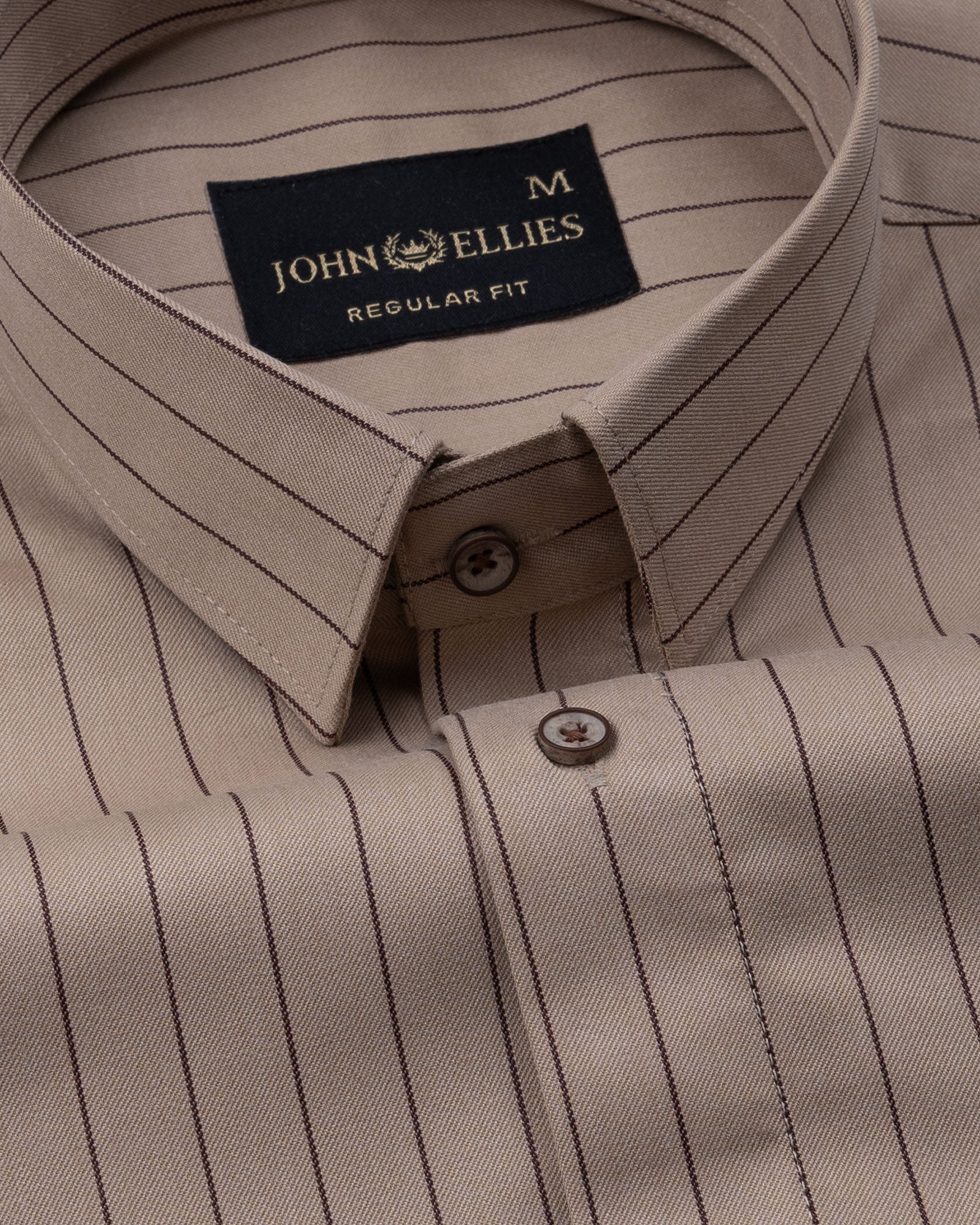 Hervals Coffee Stripes Cotton Shirt - John Ellies