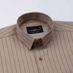 Hervals Coffee Stripes Cotton Shirt - John Ellies