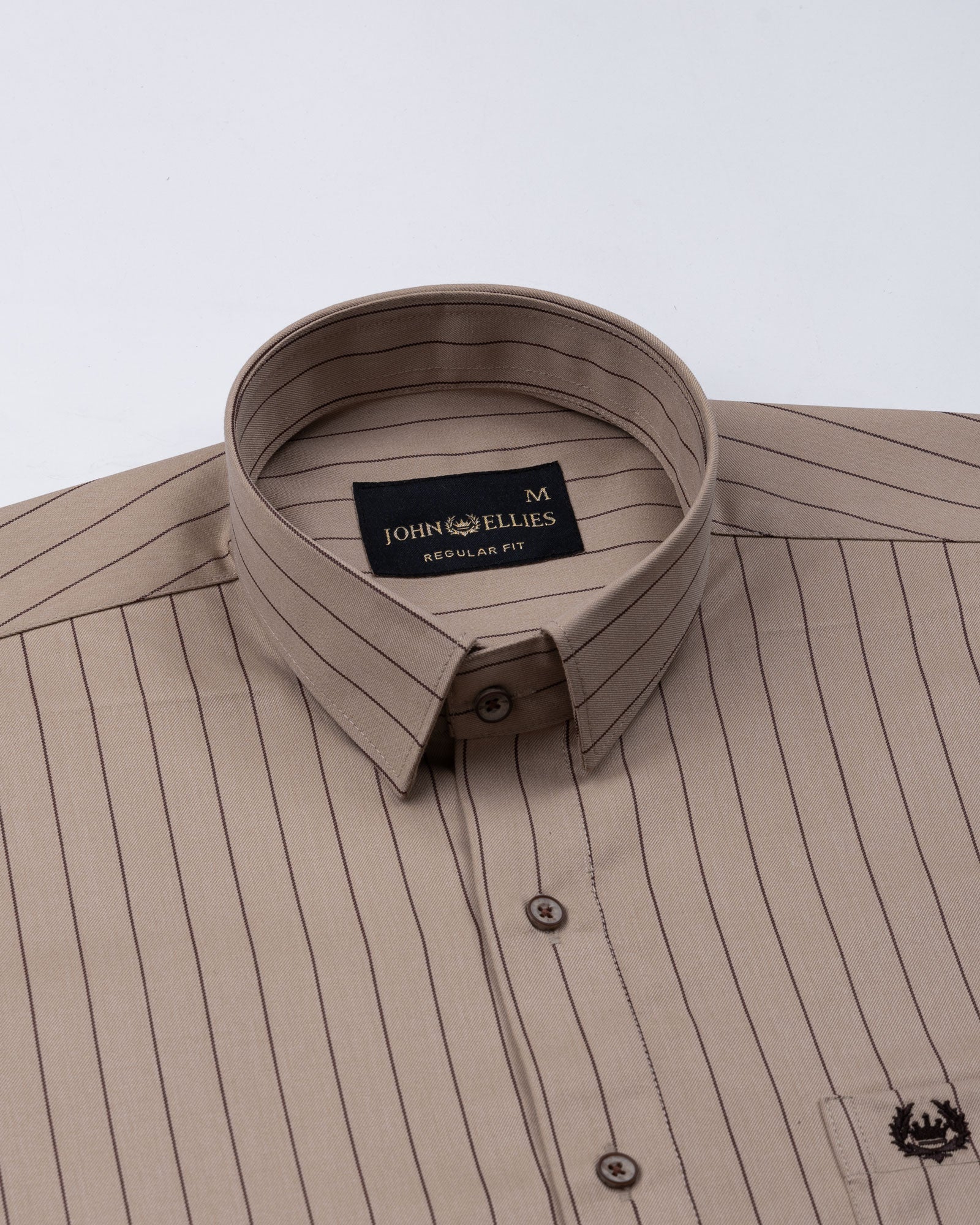 Hervals Coffee Stripes Cotton Shirt - John Ellies