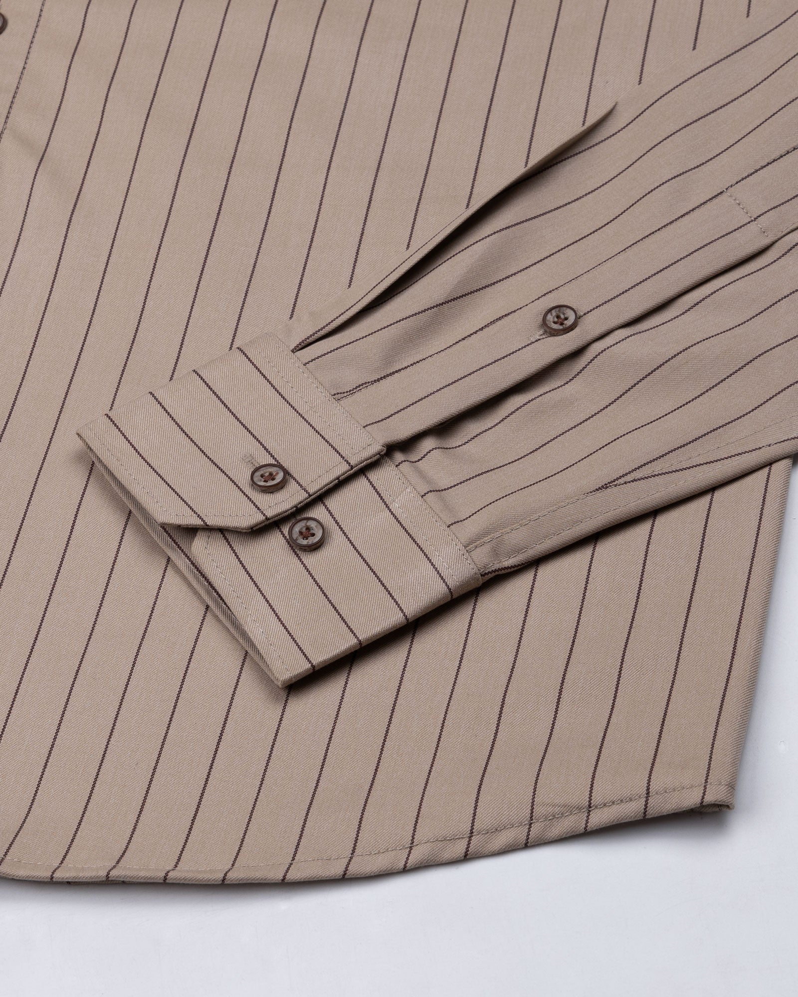Hervals Coffee Stripes Cotton Shirt - John Ellies