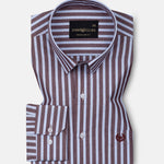 Hervals Sky Blue & Brown Stripes Cotton Shirt - John Ellies