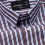 Hervals Sky Blue & Brown Stripes Cotton Shirt - John Ellies