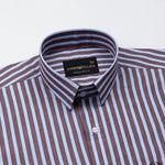 Hervals Sky Blue & Brown Stripes Cotton Shirt - John Ellies