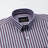 Hervals Sky Blue & Brown Stripes Cotton Shirt - John Ellies