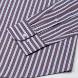 Hervals Sky Blue & Brown Stripes Cotton Shirt - John Ellies