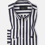 Hervals Black & White Stripes Cotton Shirt - John Ellies