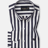 Hervals Black & White Stripes Cotton Shirt - John Ellies