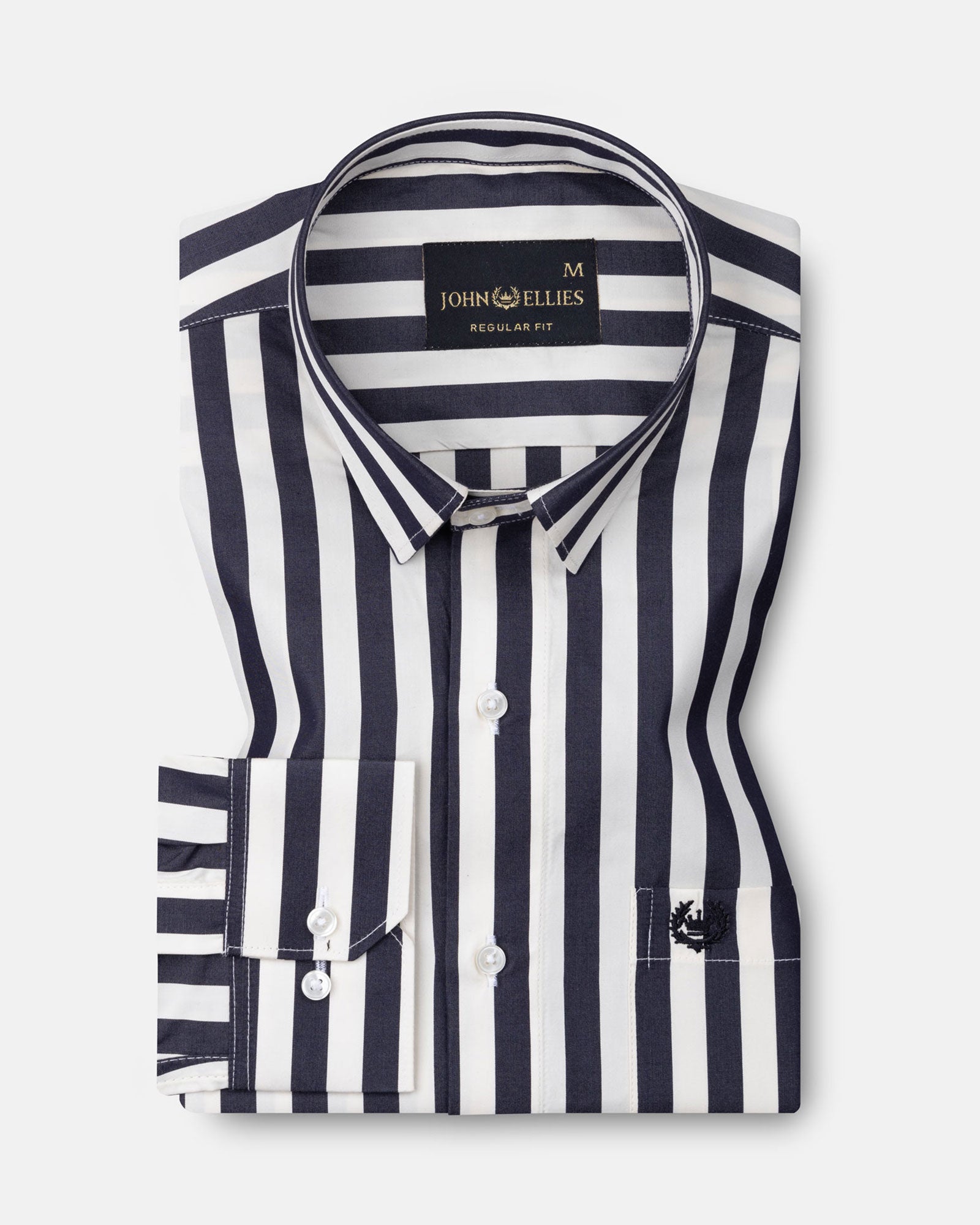 Hervals Black & White Stripes Cotton Shirt - John Ellies