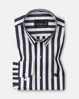 Hervals Black & White Stripes Cotton Shirt