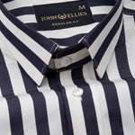 Hervals Black & White Stripes Cotton Shirt - John Ellies