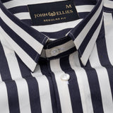 Hervals Black & White Stripes Cotton Shirt - John Ellies