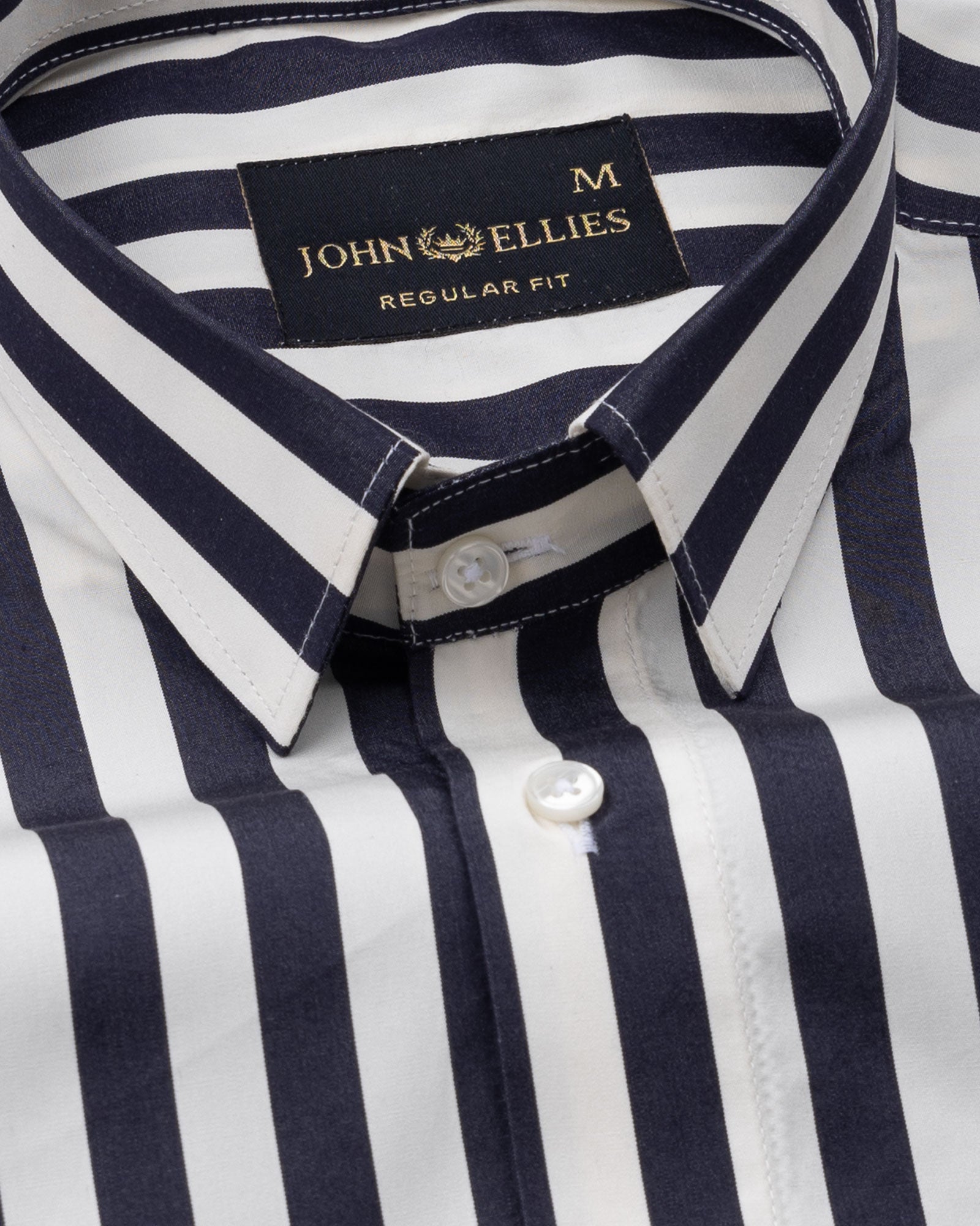 Hervals Black & White Stripes Cotton Shirt - John Ellies