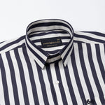 Hervals Black & White Stripes Cotton Shirt - John Ellies