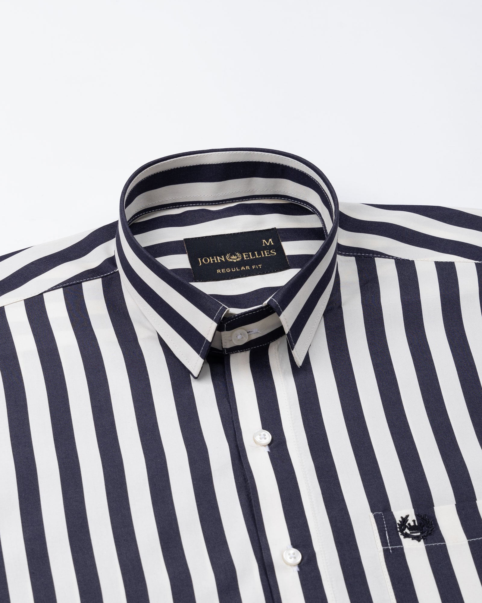 Hervals Black & White Stripes Cotton Shirt - John Ellies